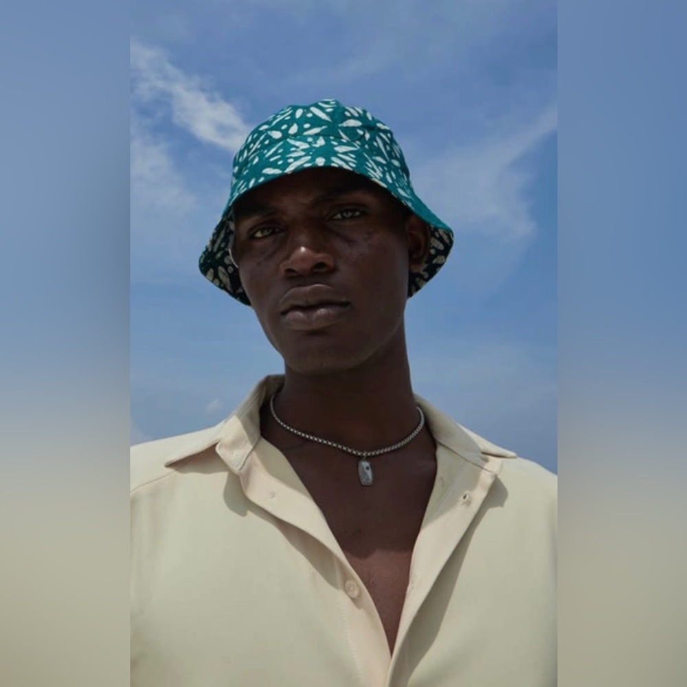 COPY - NWT MEJI MEJI Green/White Lagos Cotton Bucket Hat One Size Men